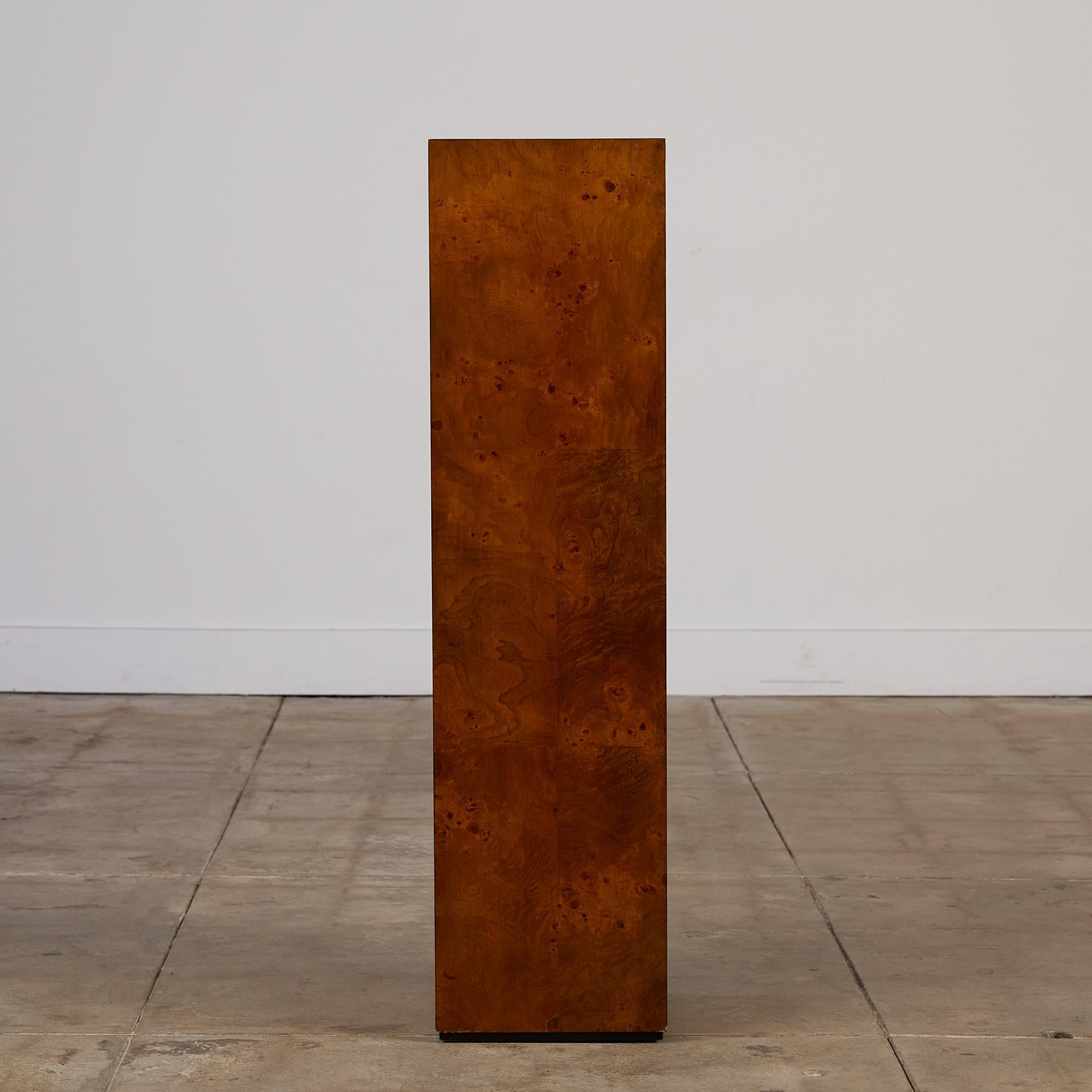 Mid-Century Modern Milo Baughman Style Burl Wood Pedestal