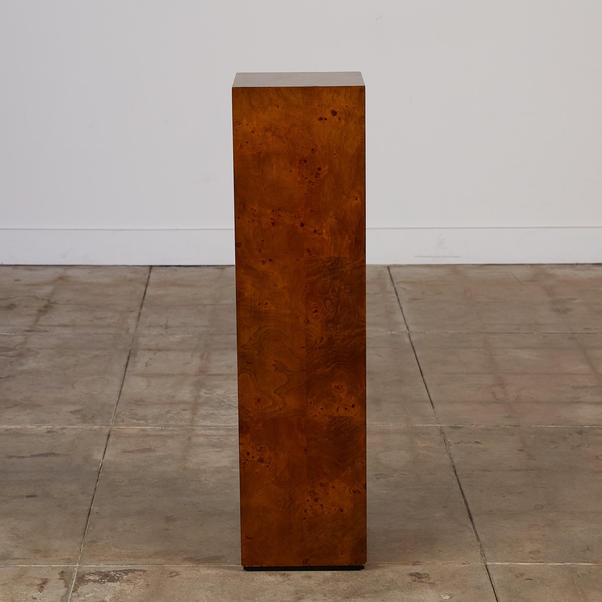 North American Milo Baughman Style Burl Wood Pedestal
