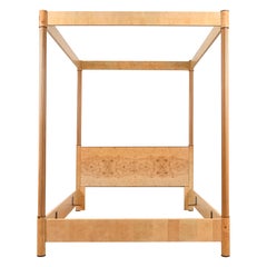 Milo Baughman Style Burl Wood Queen Size Canopy Bed by Henredon