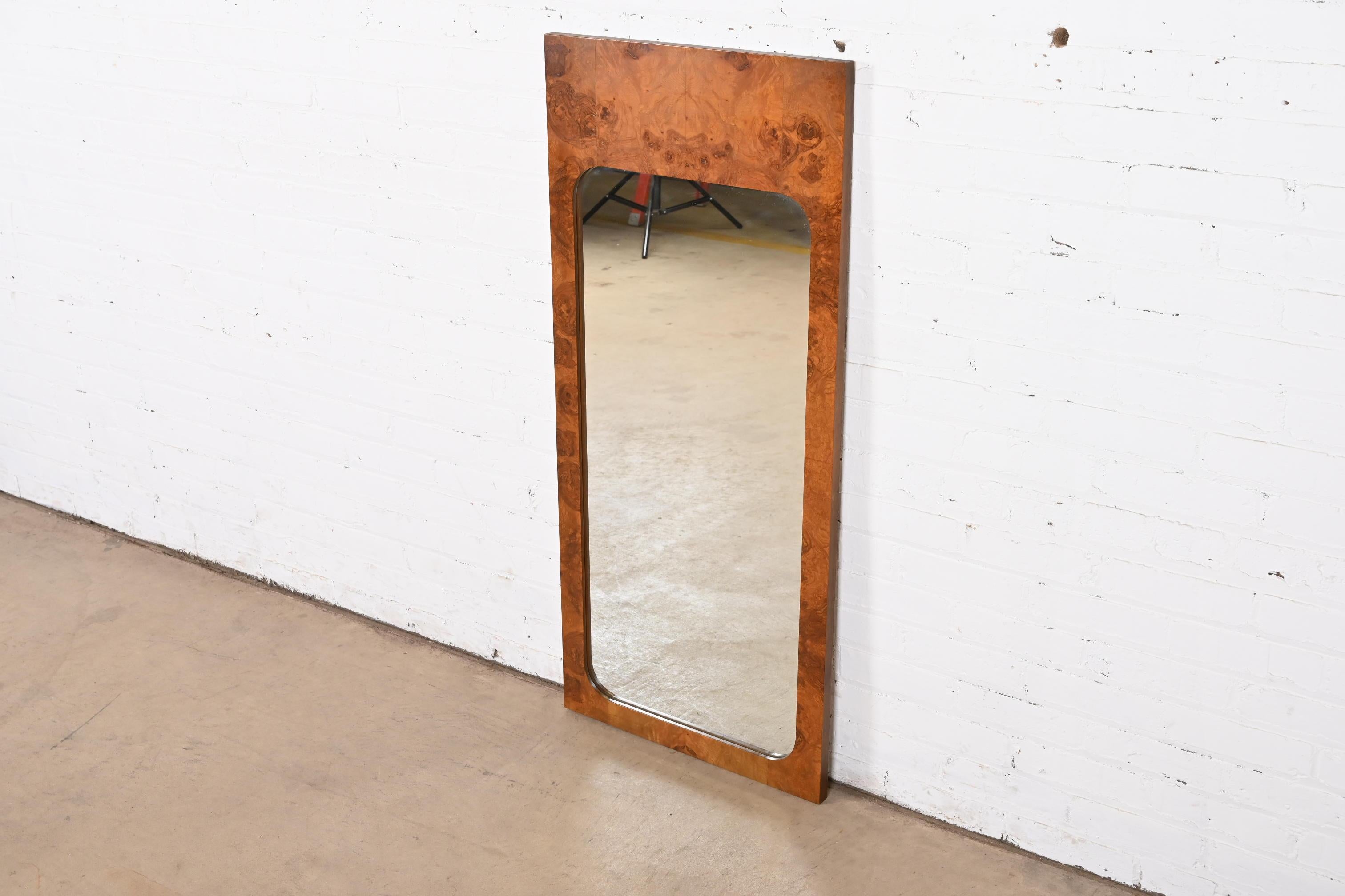 Mid-Century Modern Milo Baughman Style Burl Wood Wall Mirror by Lane, 1970s