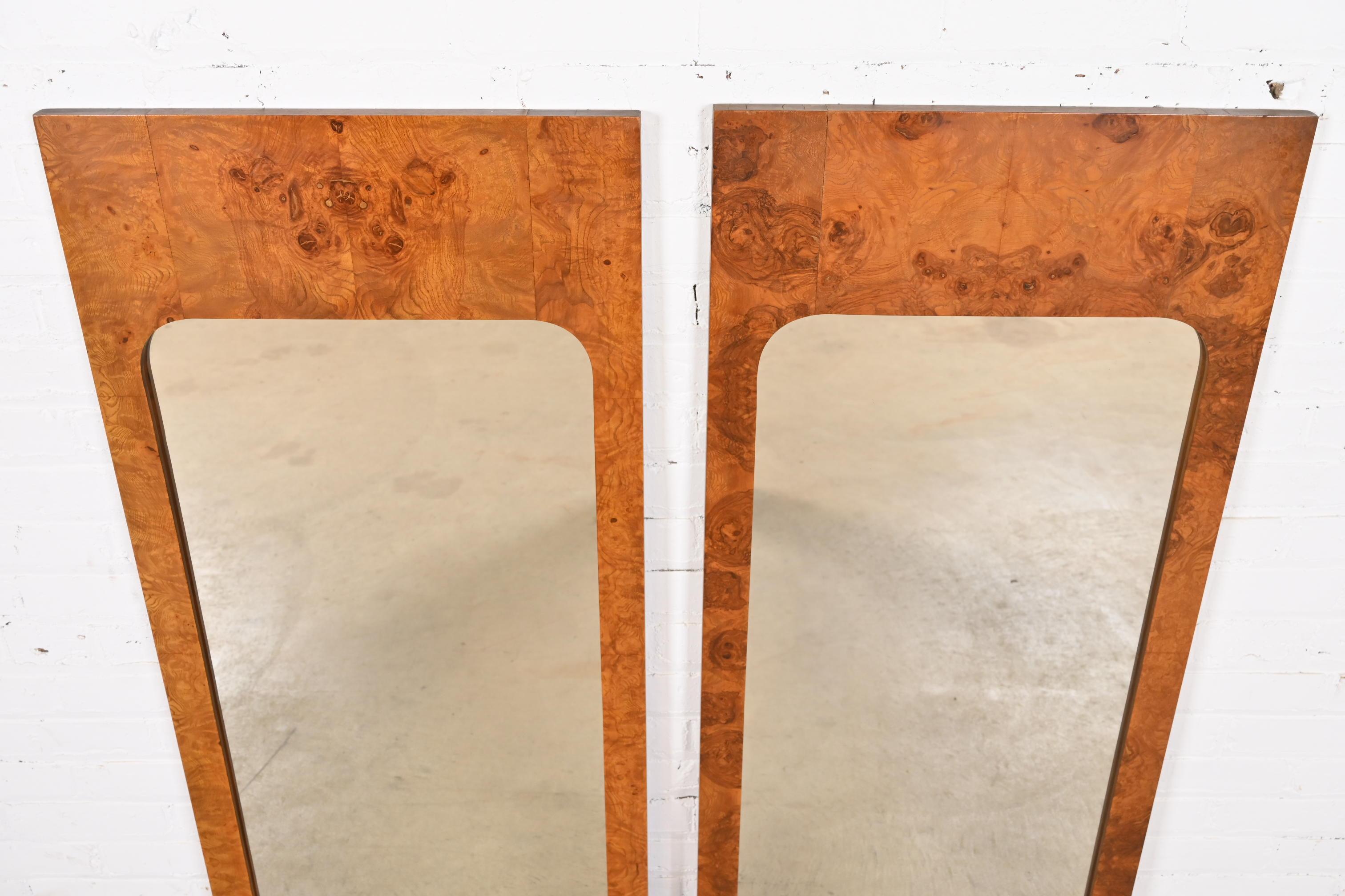 Milo Baughman Style Burl Wood Wall Mirrors by Lane, 1970s In Good Condition In South Bend, IN