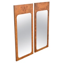 Milo Baughman Style Burl Wood Wall Mirrors by Lane, 1970s