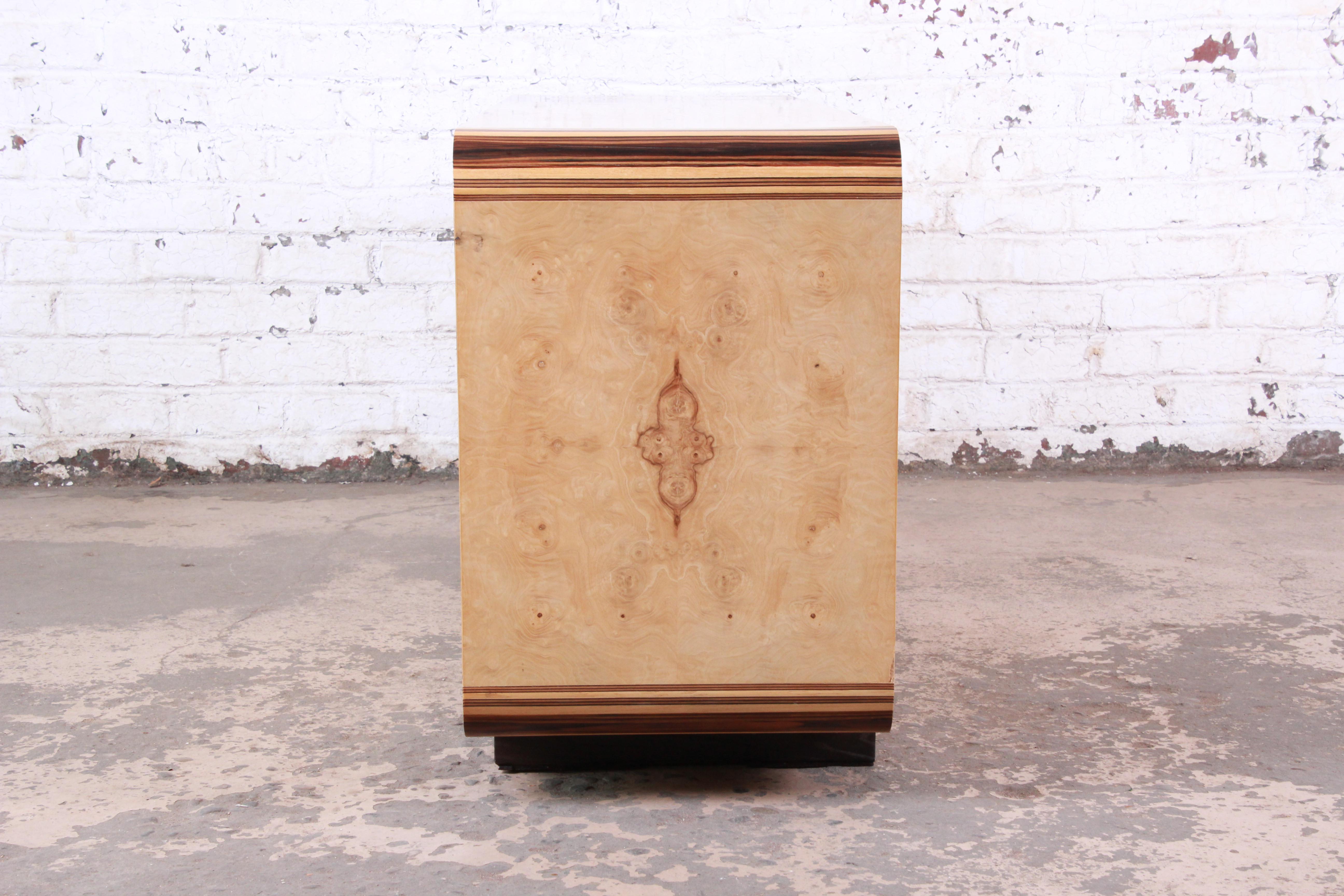 Milo Baughman Style Burled Olive Wood Credenza by Henredon 3