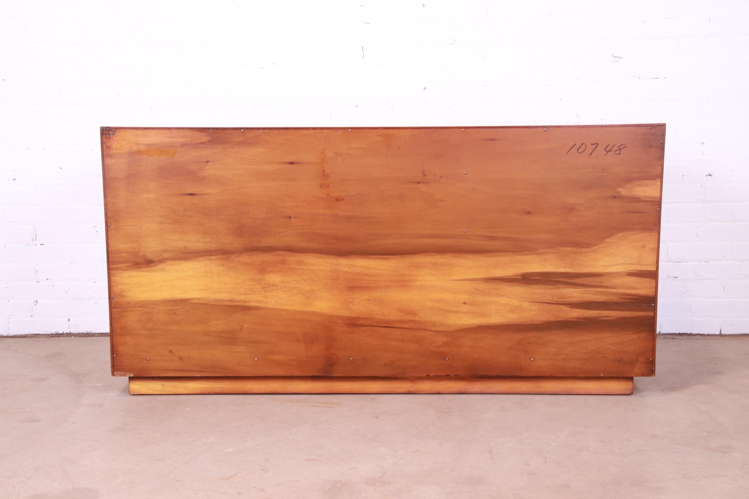 Milo Baughman Style Burled Olive Wood Sideboard, Credenza, or Bar Cabinet For Sale 7
