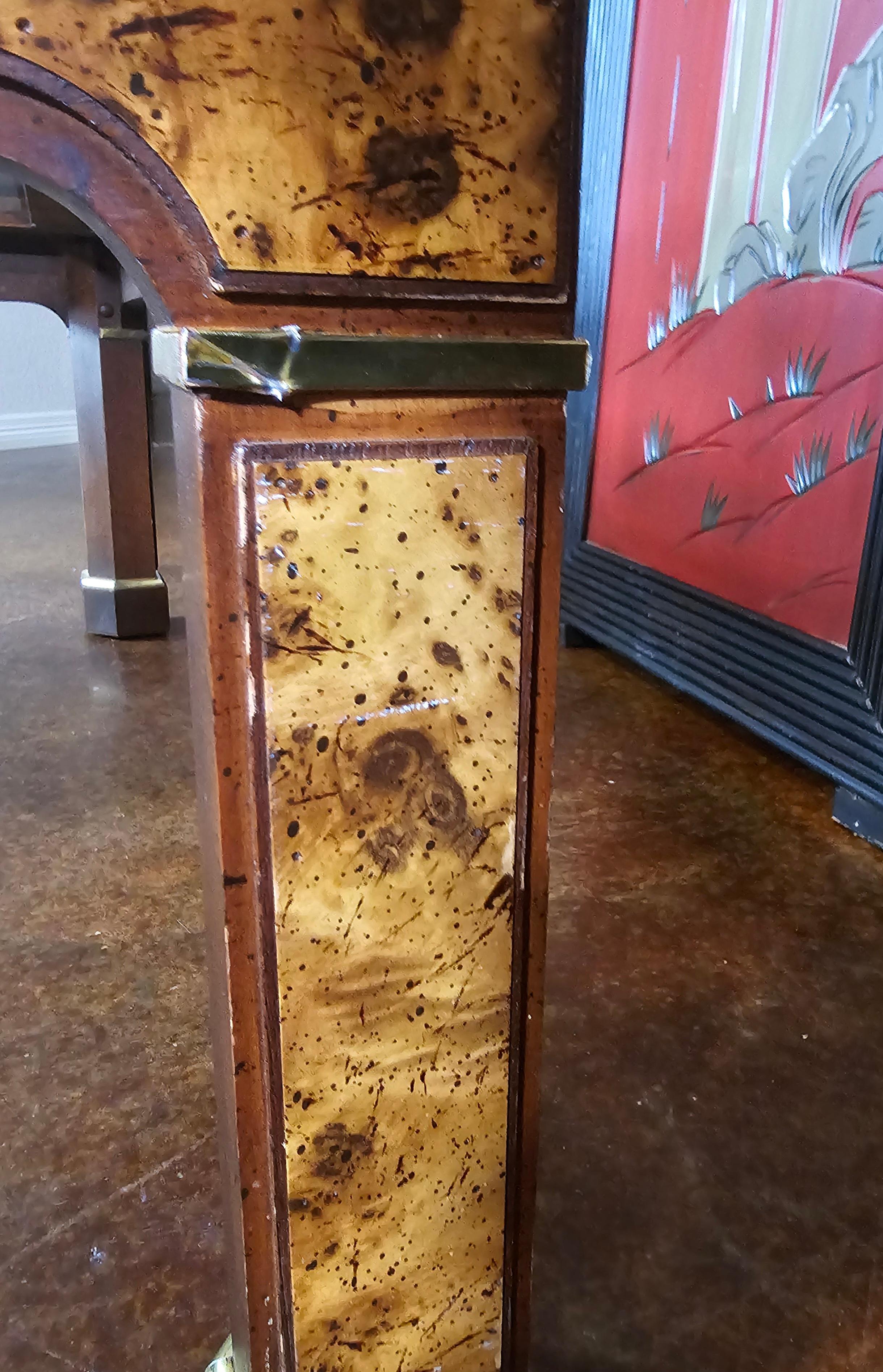 Milo Baughman style Burlwood, Brass and Glass Coffee Table  In Good Condition For Sale In Waxahachie, TX