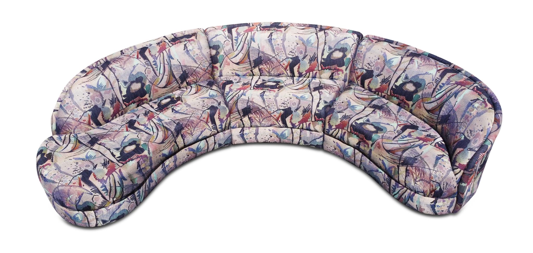 Milo Baughman Style by Maurice Villency Vintage Post-Modern Serpentine Sofa 1980 In Good Condition In Philadelphia, PA