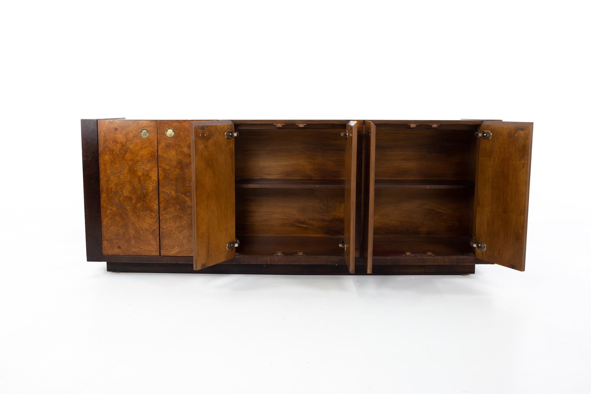 Milo Baughman Style Century Furniture MCM Burlwood Sideboard Buffet Credenza 1