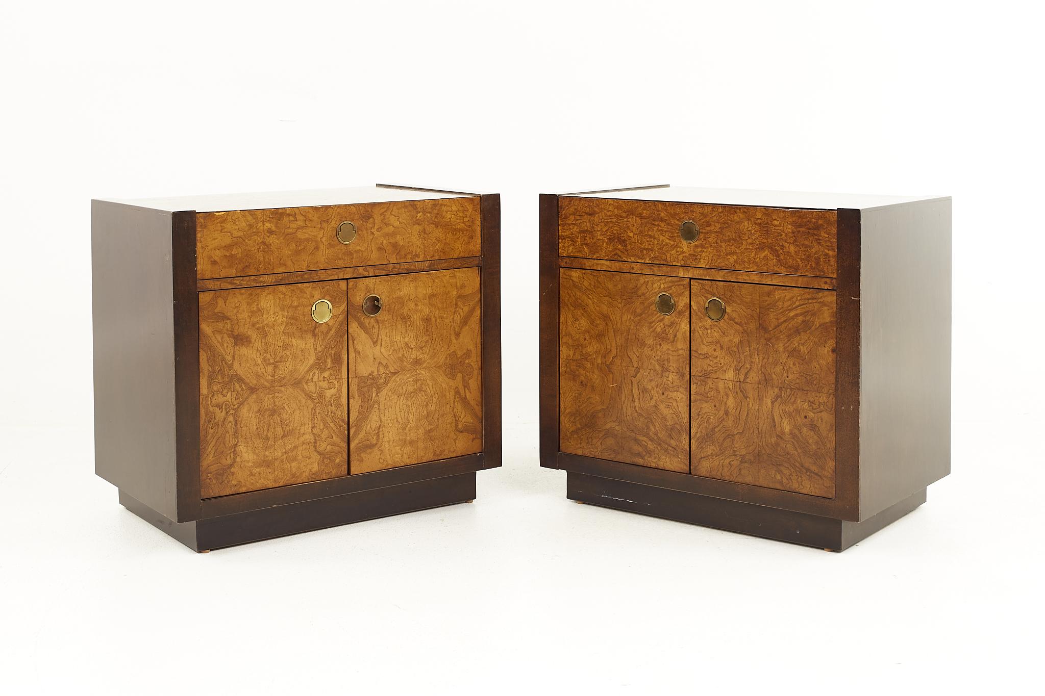 Milo Baughman style century furniture mid century burlwood nightstand - a pair

Each nightstand measures: 26 wide x 16 deep x 23.5 inches high

All pieces of furniture can be had in what we call restored vintage condition. That means the piece