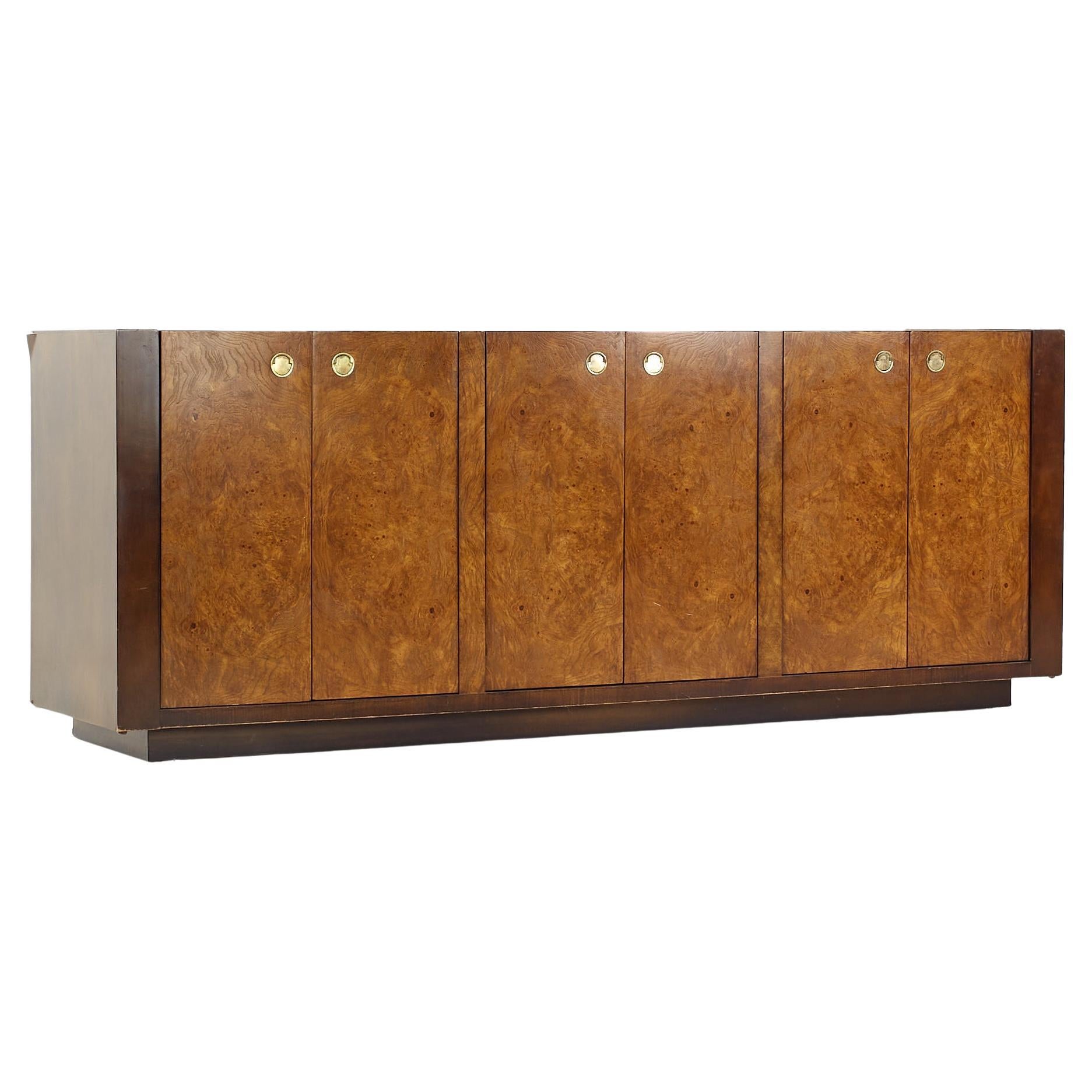 Lane Burl Wood Credenza Milo Baughman Style at 1stDibs