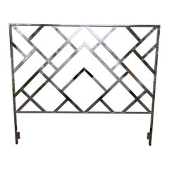 Tête de lit King-Size chromée de style Chinoiserie de Milo Baughman, mi-siècle moderne