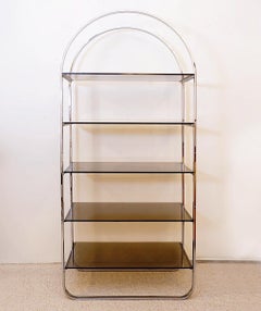 Milo Baughman style Chrome arc shelf - 1970s