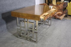 Milo Baughman Style Chrome Base Bernhardt Writing Desk