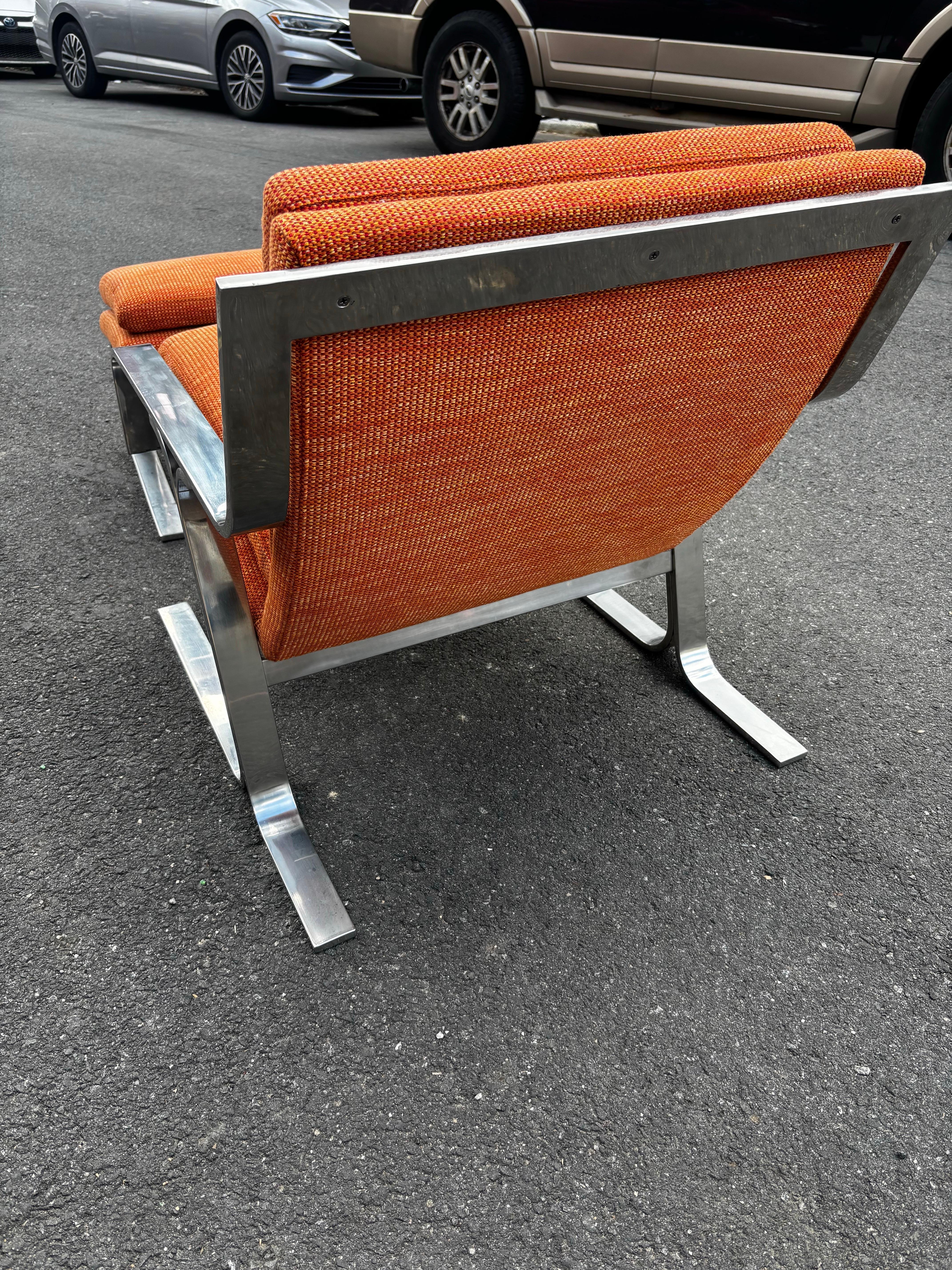 Milo Baughman Style Chrome Chair and Ottoman For Sale 2