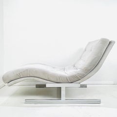 Milo Baughman Style Chrome Chaise Lounge