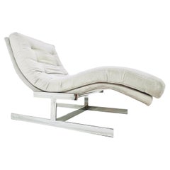 Milo Baughman Style Chrome Chaise Lounge