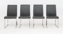 Milo Baughman Style Chrome Dining Chairs, 4