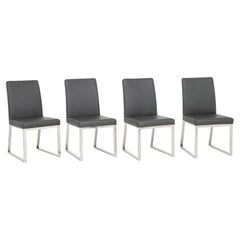 Milo Baughman Style Chrome Dining Chairs, 4