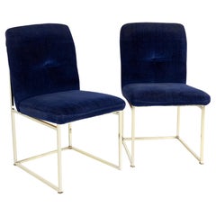 Milo Baughman Style Chrome Dining Chairs, a Pair