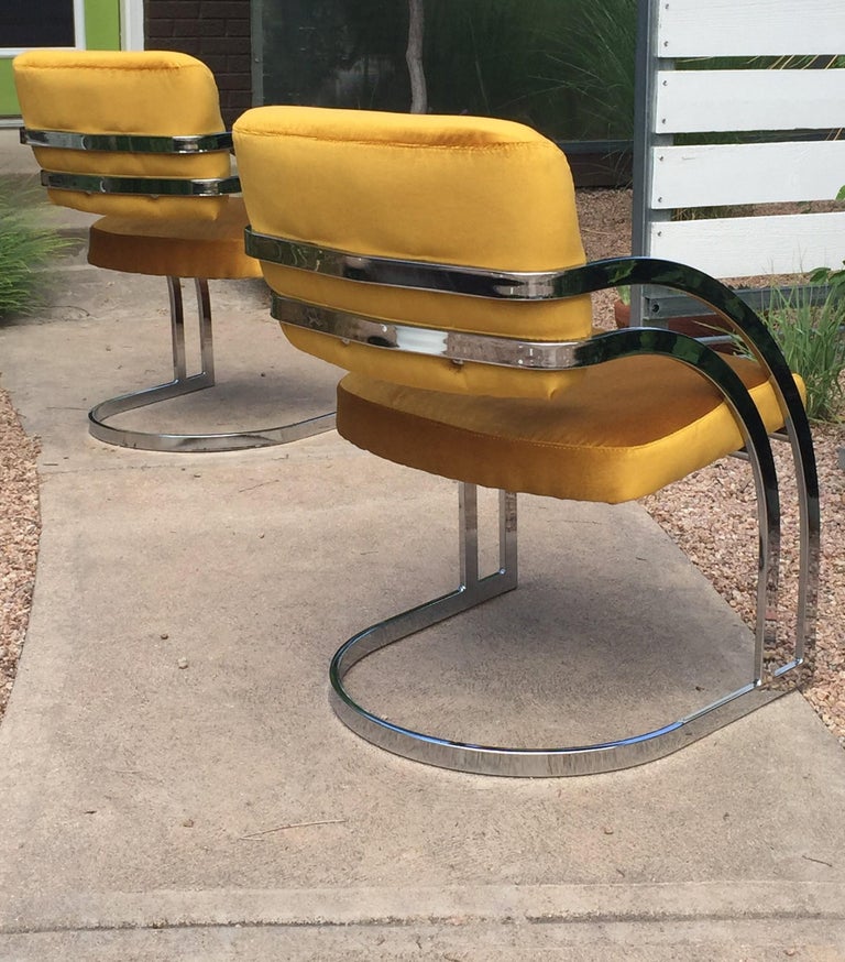 Milo Baughman Style Chrome Dining Chairs, Set of 10 at 1stdibs