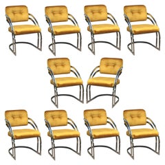 Milo Baughman Style Chrome Dining Chairs, Set of 10