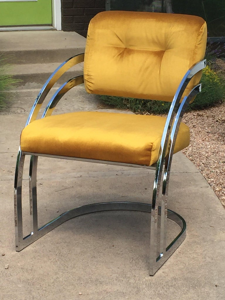 Milo Baughman Style Chrome Dining Chairs, Set of 8 at 1stDibs