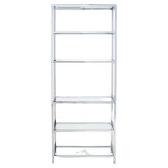 Used Milo Baughman Style Chrome Etegere Bookcase