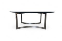 Milo Baughman Style Chrome + Glass Coffee Table