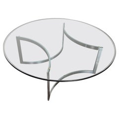 Table basse de style Milo Baughman en chrome et verre