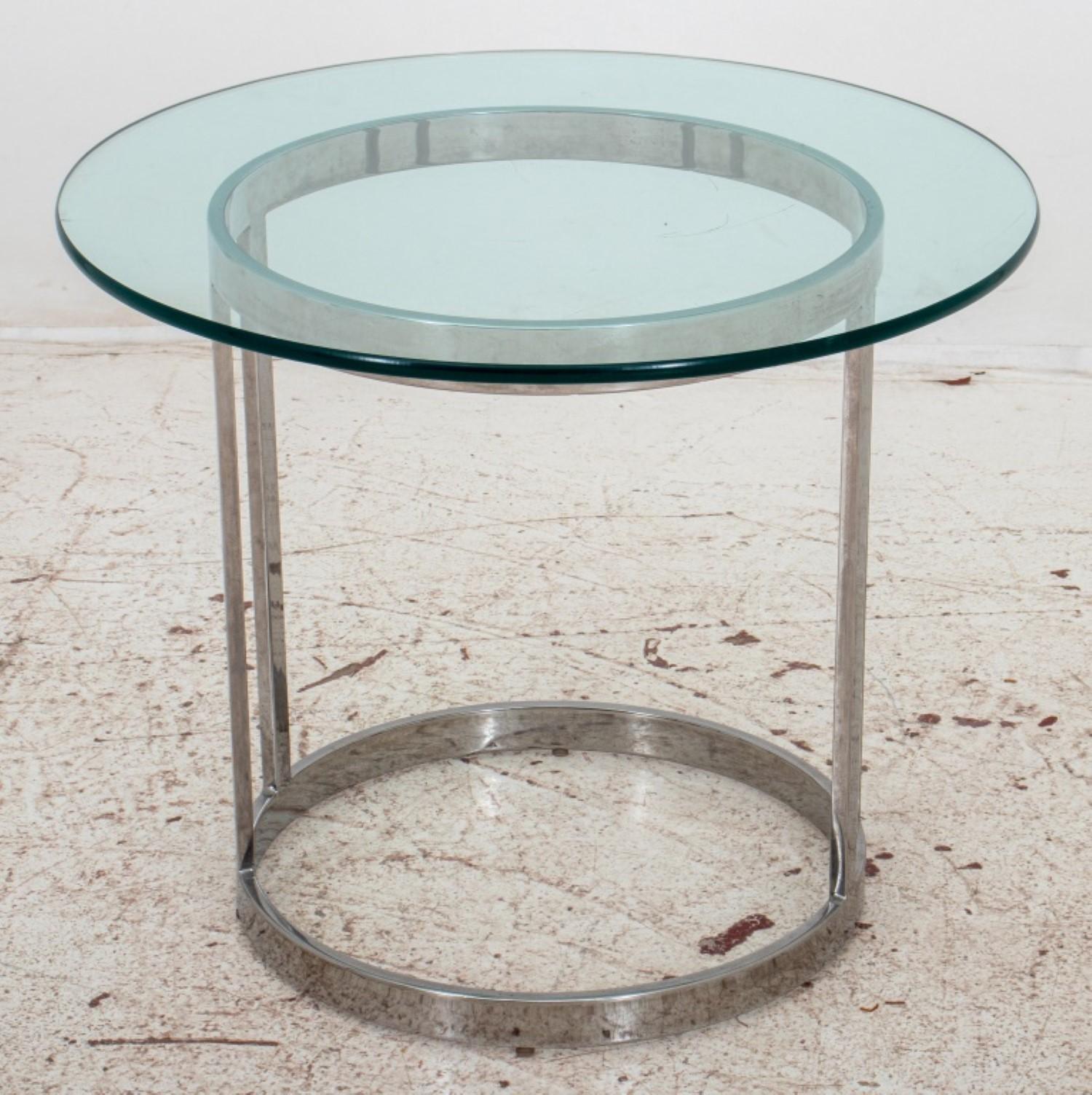 Milo Baughman Style Chrome & Glass End Table 5