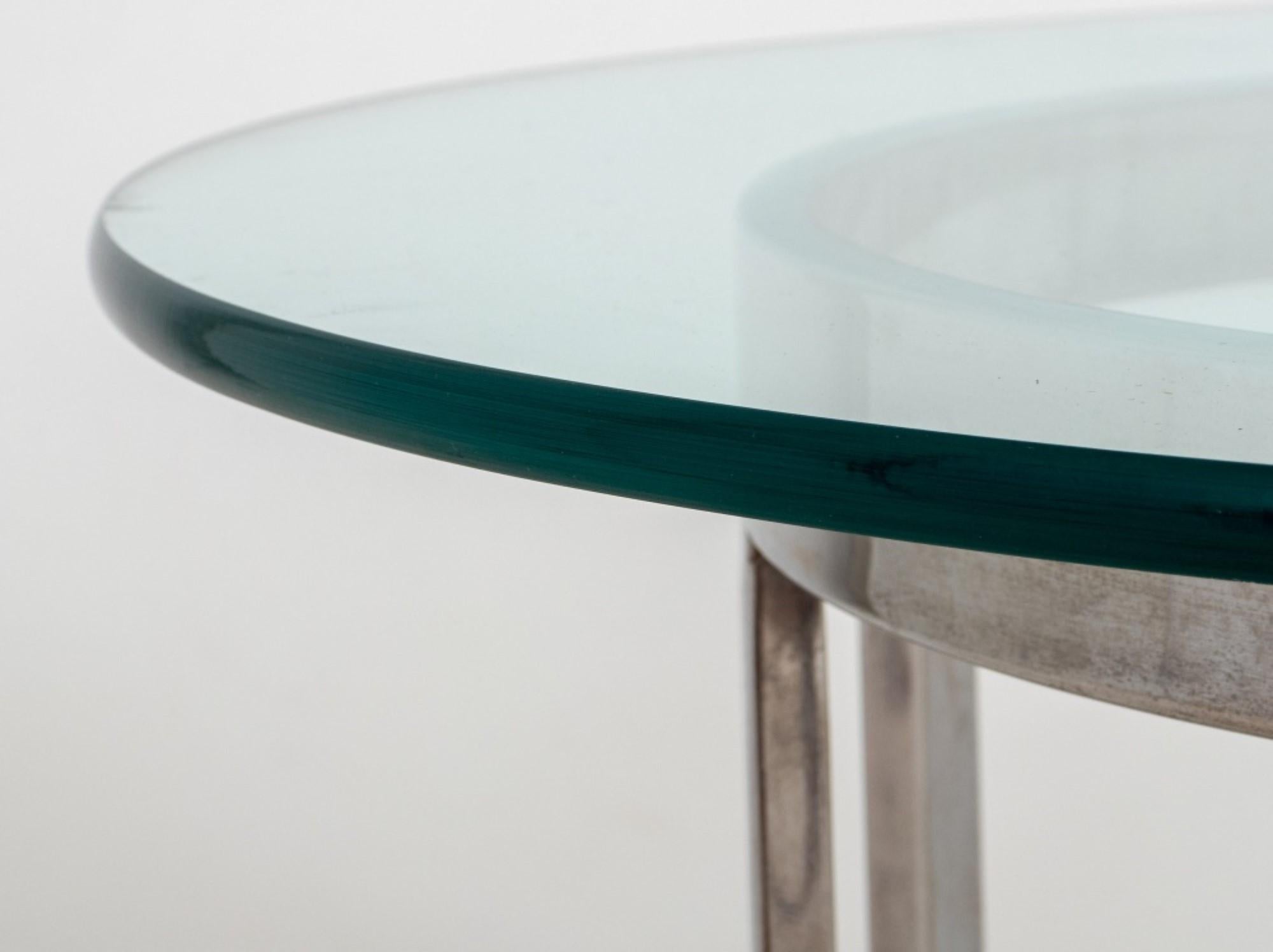 Milo Baughman Style Chrome & Glass End Table In Good Condition In New York, NY