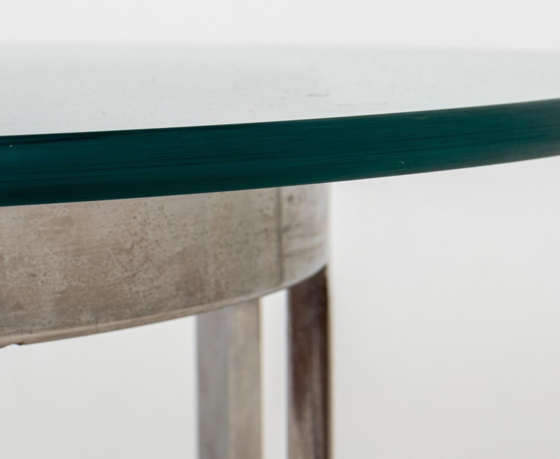 20th Century Milo Baughman Style Chrome & Glass End Table