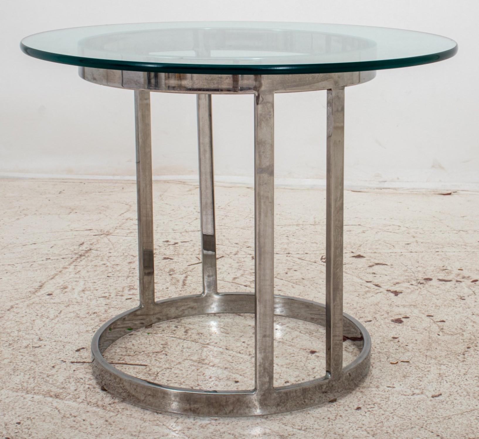 Milo Baughman Style Chrome & Glass End Table 1