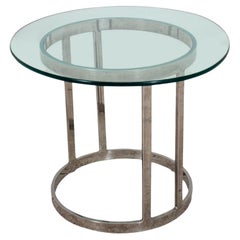 Milo Baughman Style Chrome & Glass End Table