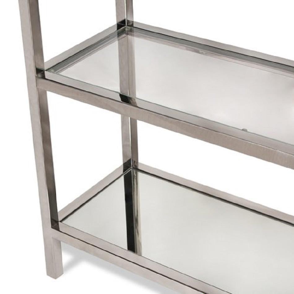 Milo Baughman Style Chrome Glass & Mirror Etagere / Bookcase In Good Condition In New York, NY