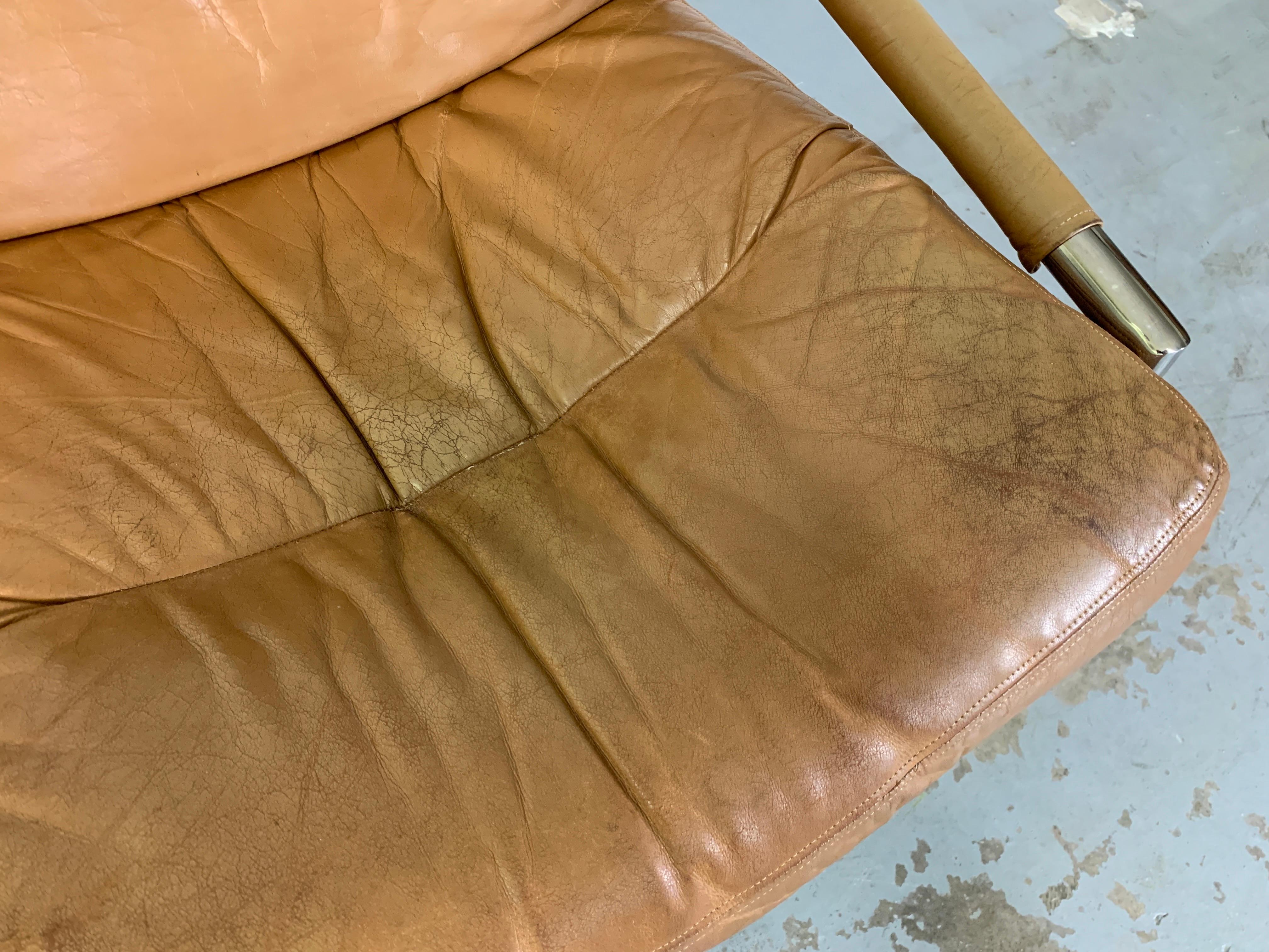 Milo Baughman Style Chrome & Leather Lounge Chairs 11