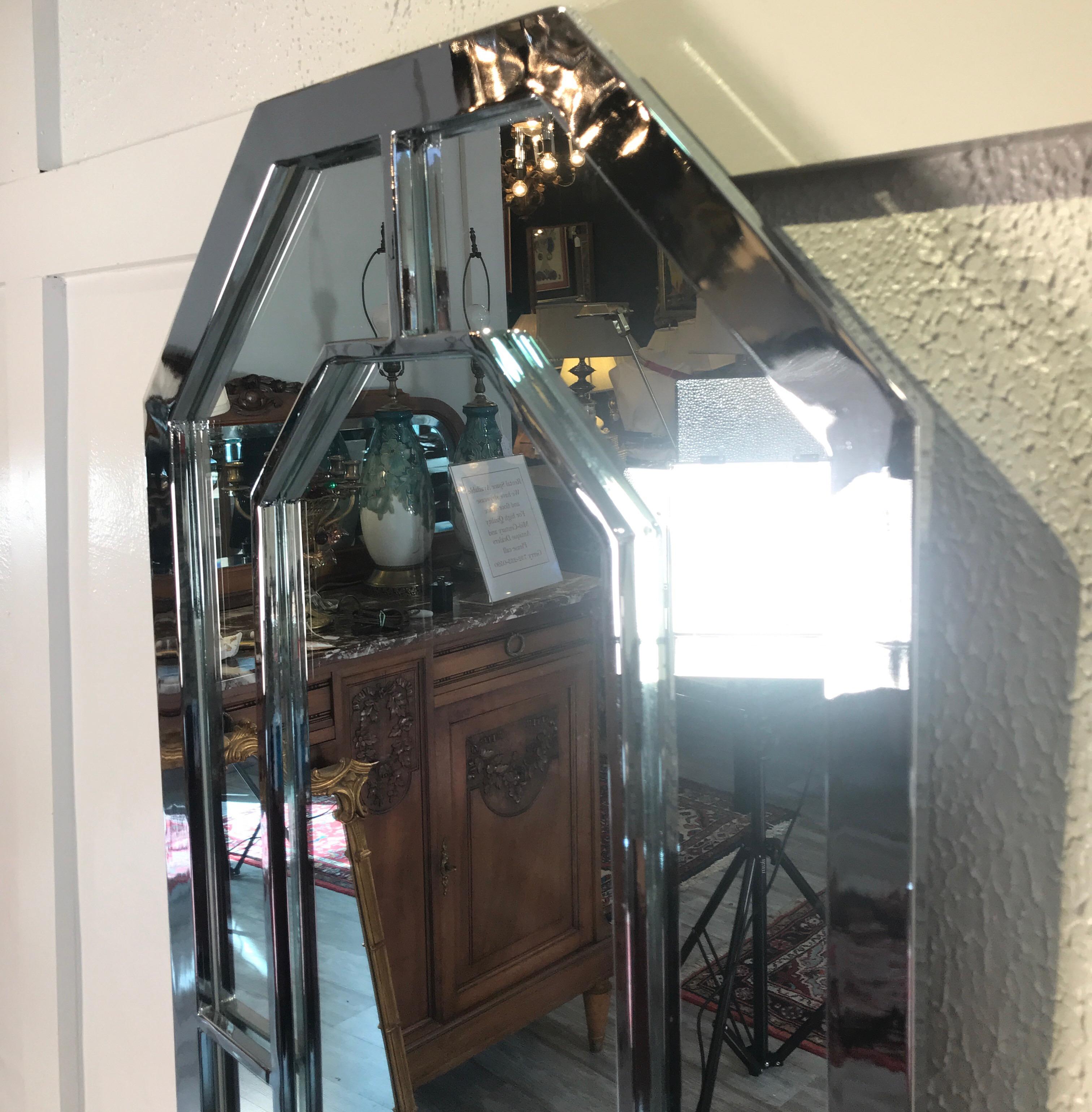 Mid-Century Modern Milo Baughman Style Chrome Octagonal Mirror