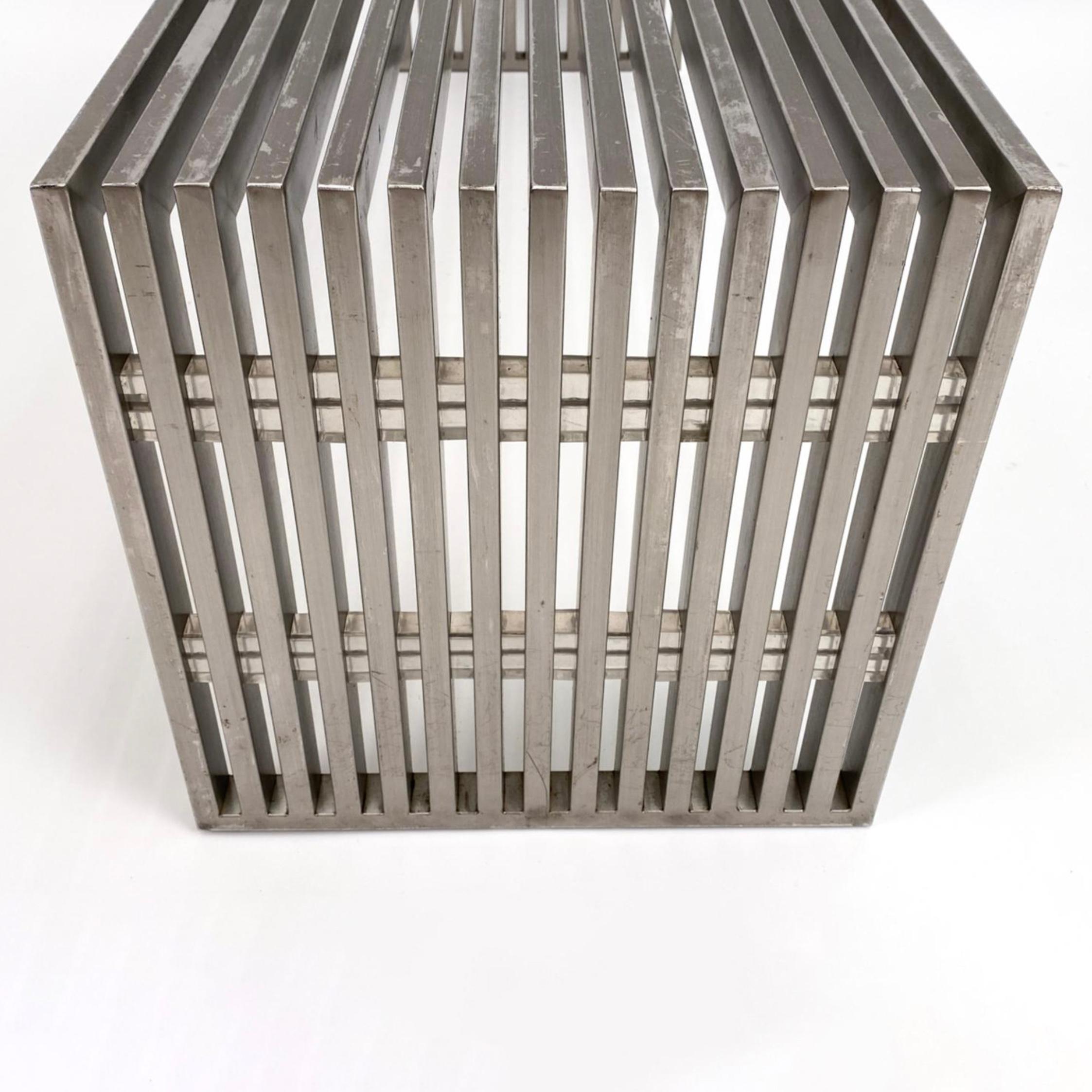 Mid-Century Modern Milo Baughman Style Chrome Slat Bench 47