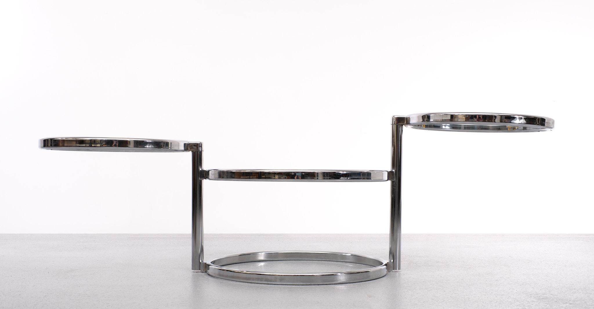 Space Age Milo Baughman Style Chrome  Swivel Coffee Table 1970s  For Sale