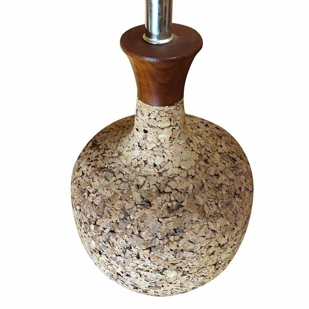 Milo Baughman Stil Kork Tischlampe (Moderne der Mitte des Jahrhunderts) im Angebot