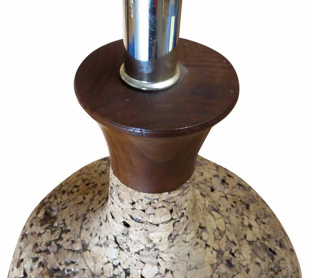 Milo Baughman Stil Kork Tischlampe (amerikanisch) im Angebot