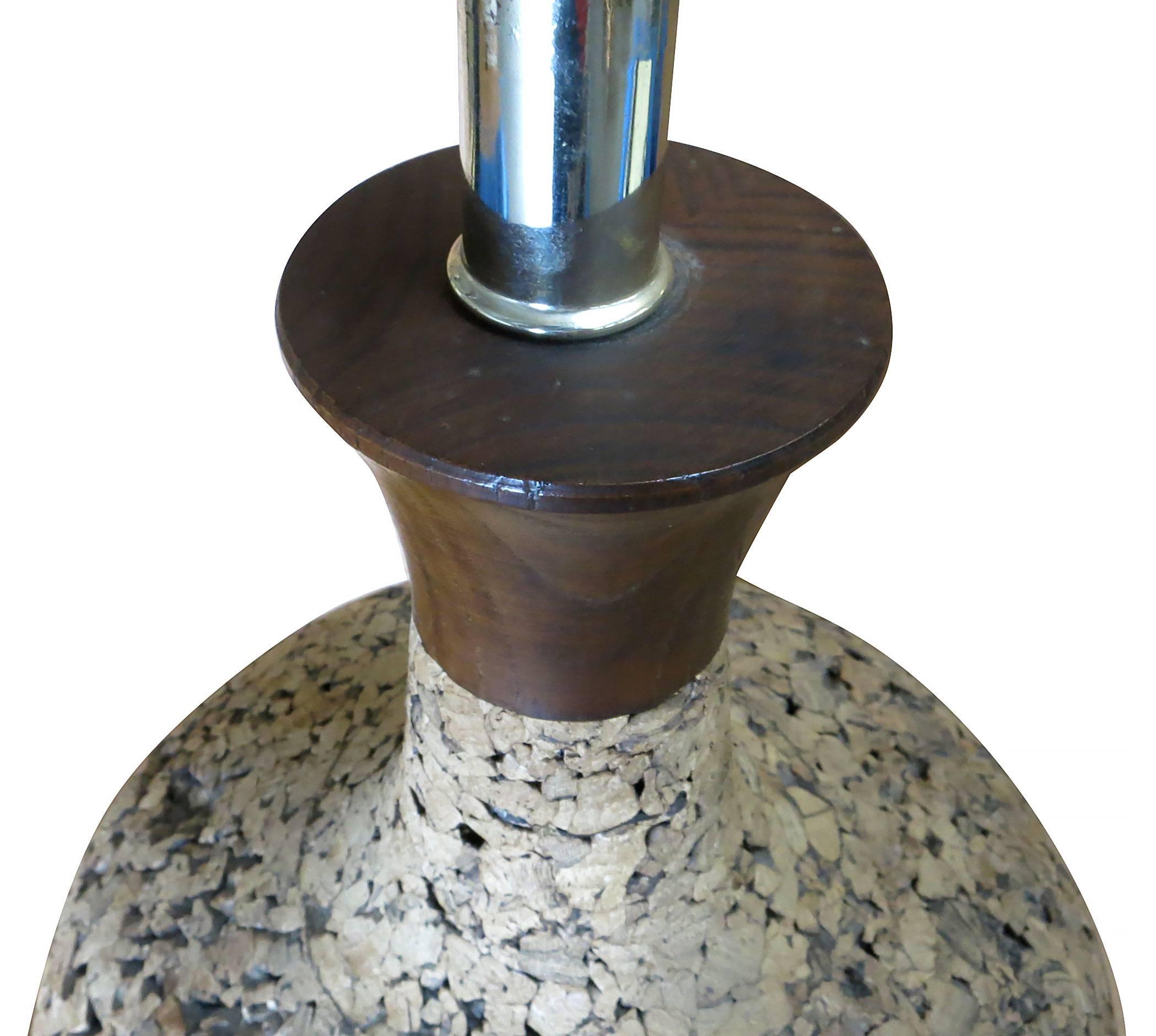 American Milo Baughman Style Cork Table Lamp For Sale