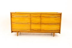 Milo Baughman Style Crawford Furniture MCM Blonde 9-Drawer Lowboy Dresser