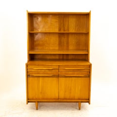 Milo Baughman Style Crawford Furniture Mid Century Blonde Buffet and Hutch