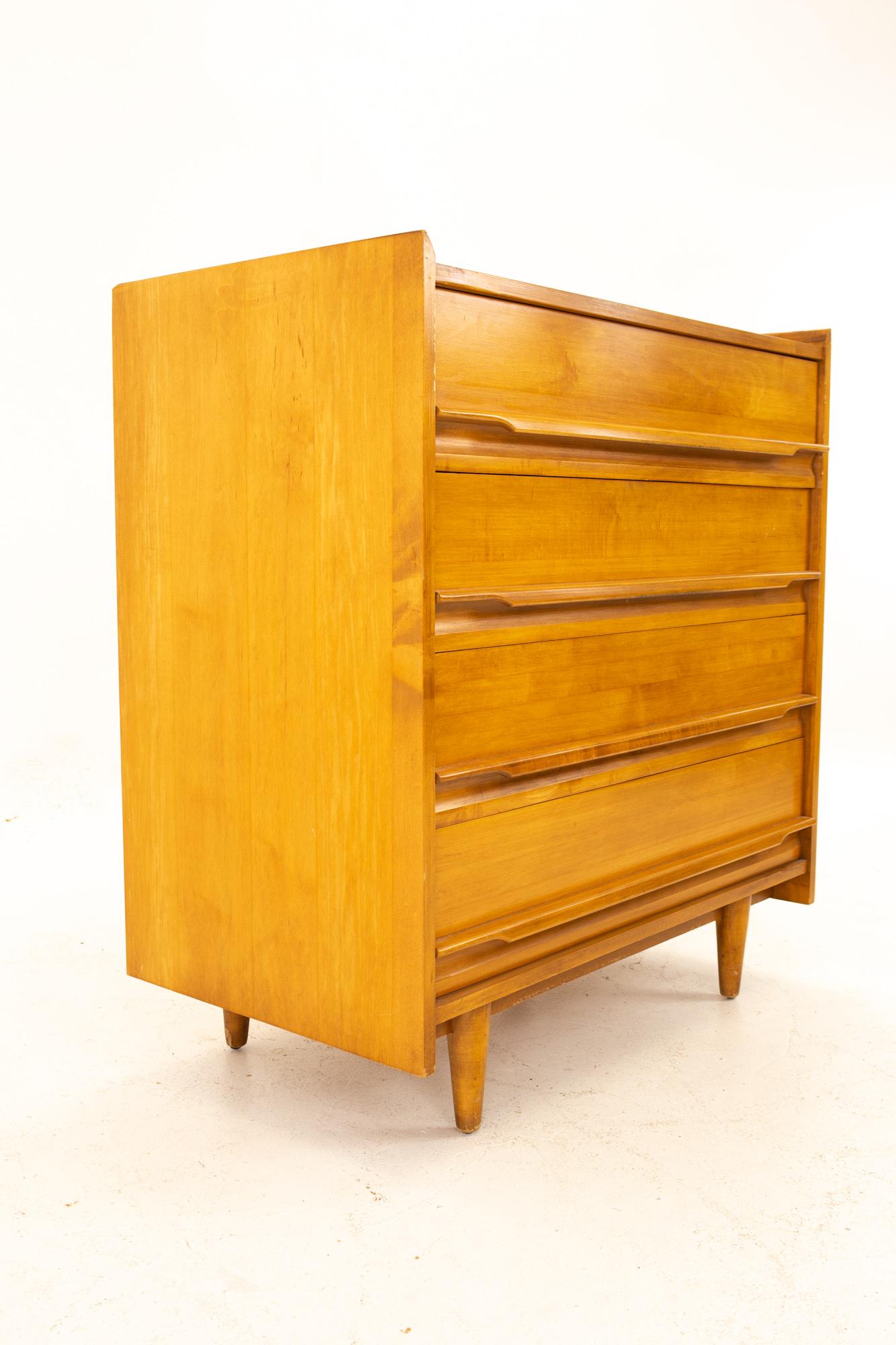 Mid-Century Modern Milo Baughman Style Crawford Mid Century 4 Drawer Highboy Dresser