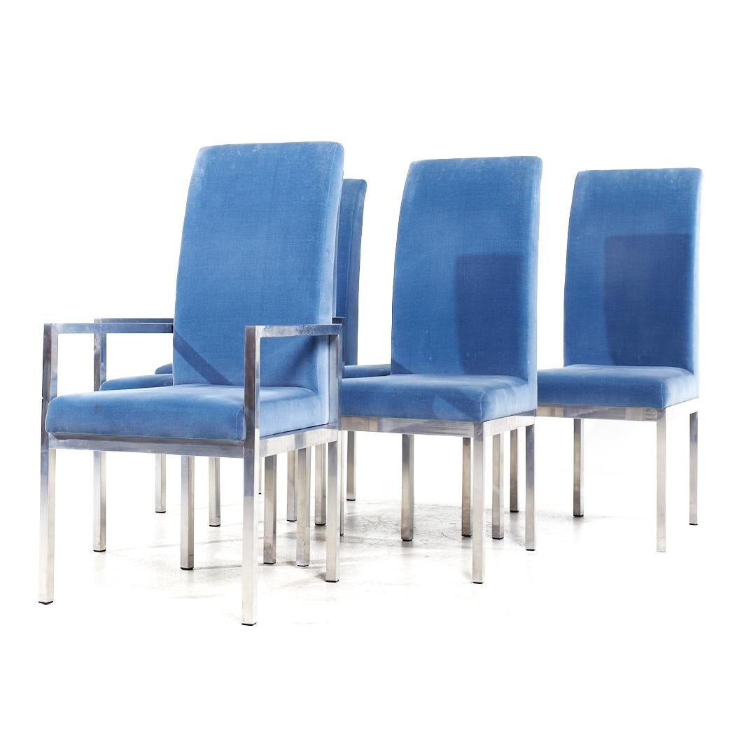 Milo Baughman Style Design Institute of America MCM Chrom Esszimmerstühle - Set 6 (Moderne der Mitte des Jahrhunderts) im Angebot