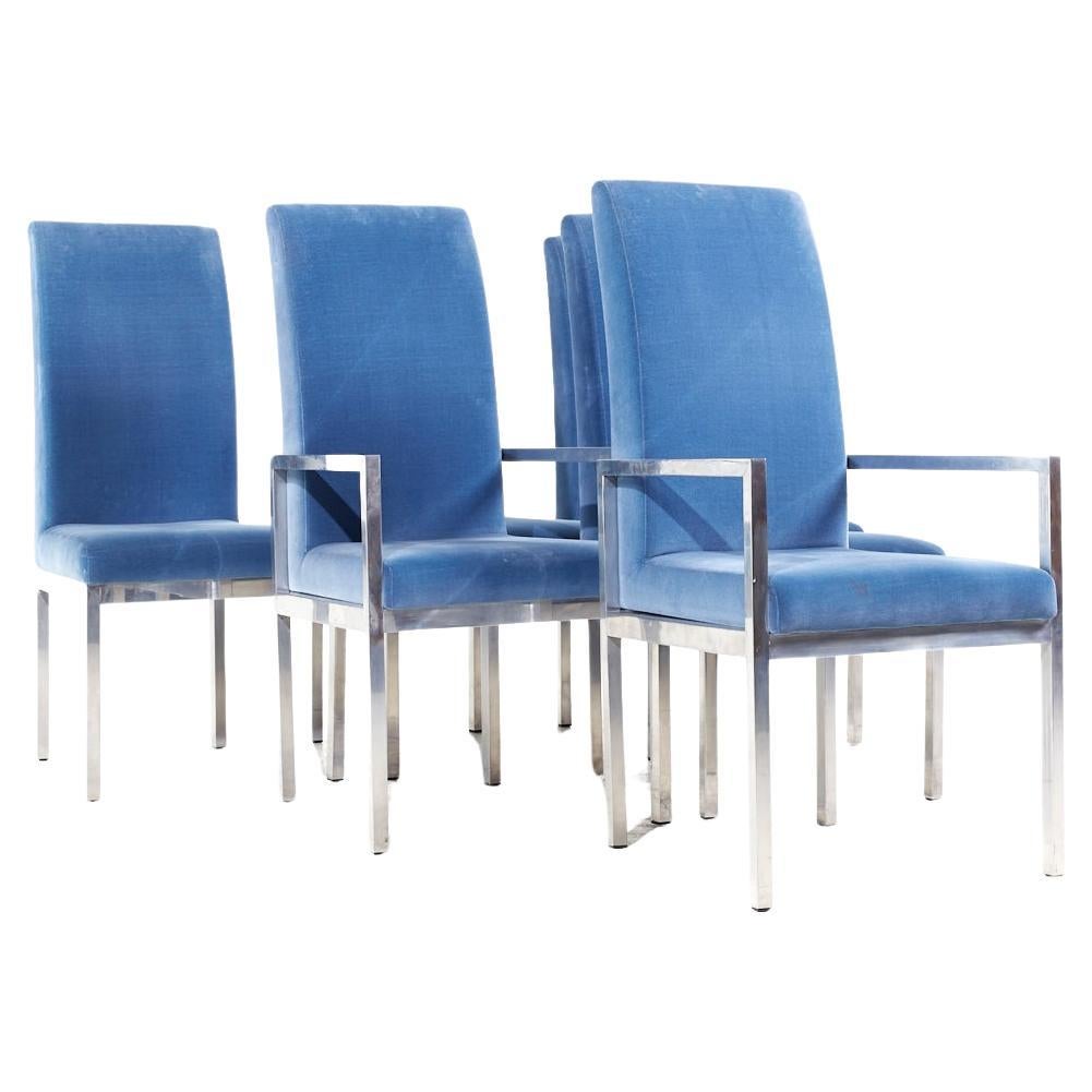 Milo Baughman Style Design Institute of America MCM Chrom Esszimmerstühle - Set 6 im Angebot