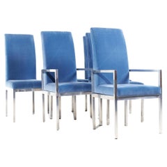 Retro Milo Baughman Style Design Institute of America MCM Chrome Dining Chairs - Set 6