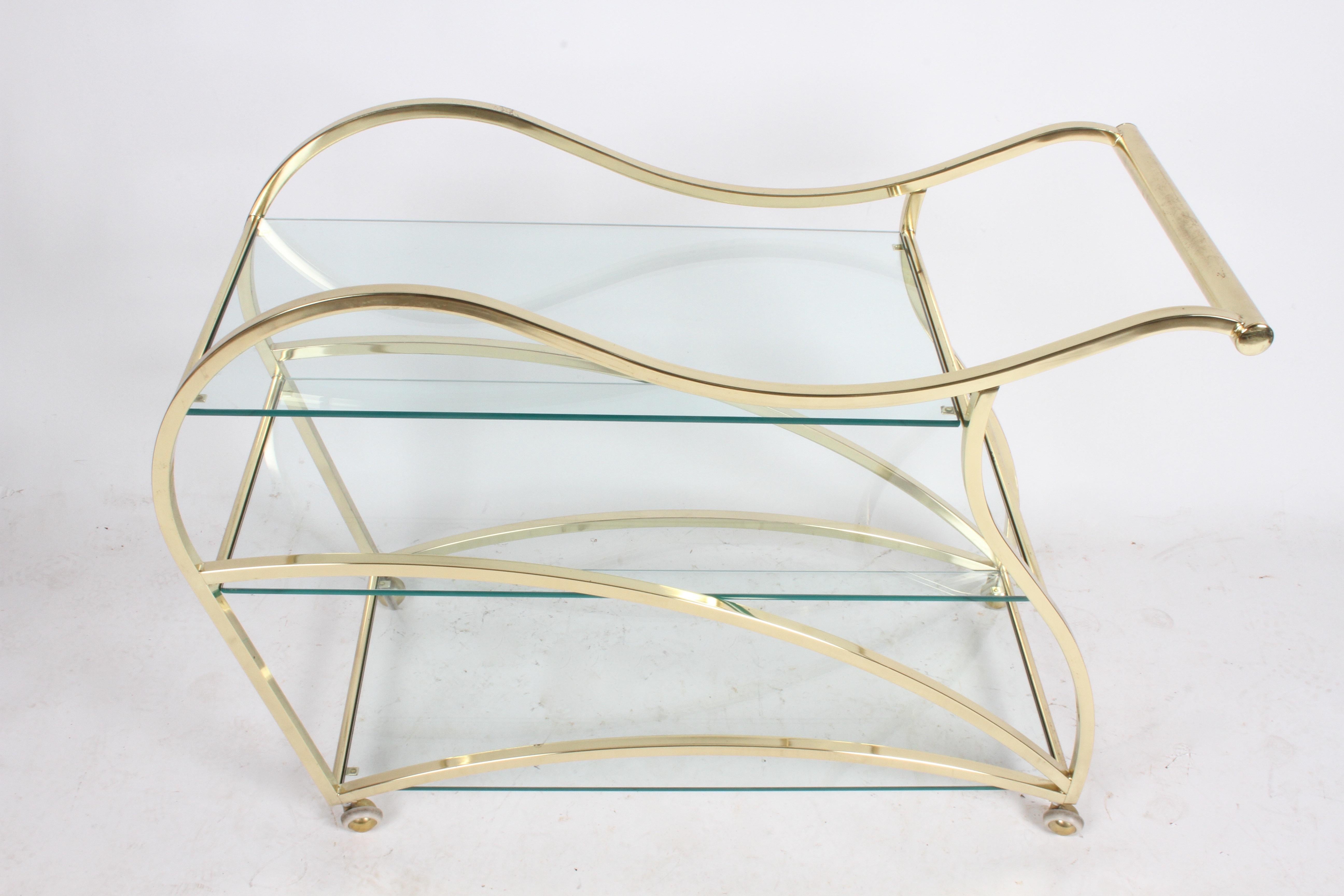 Hollywood Regency Design Institute of America Brass & Glass Sculptural Bar Cart  6