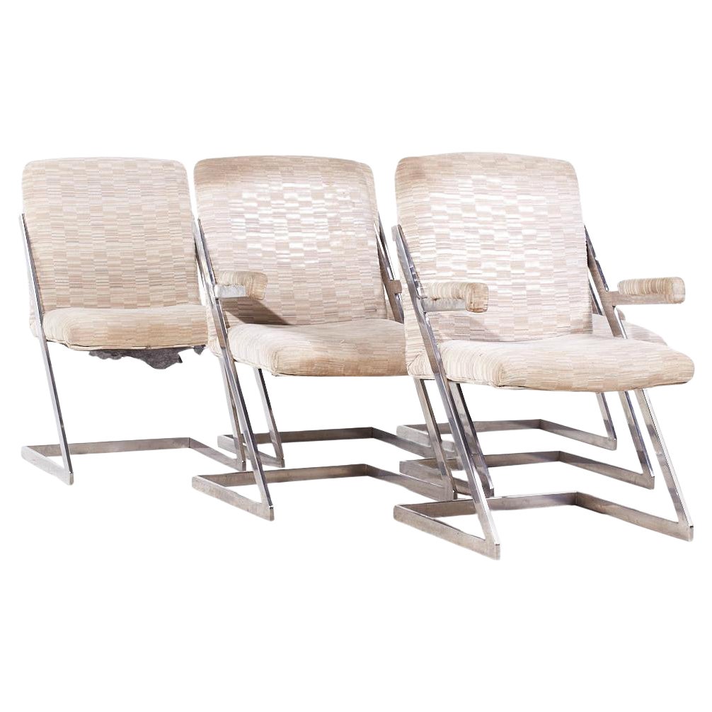 Milo Baughman Style DIA Mid Century Cantilever Z Dining Chairs - Set of 6 For Sale