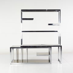 Milo Baughman Style DIA Mid Century Chrome and Smoked Glass Etagere